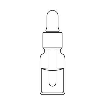 recommend clip art: Serum Bottle Outline Icon Illustration on Isolated White Background Suitable for Beauty, Saloon, Healthcare