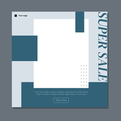 Editable minimal square banner template. Suitable for social media post and web internet ads. Vector illustration with photo college