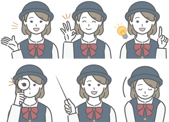 解説する若い女性バスガイド