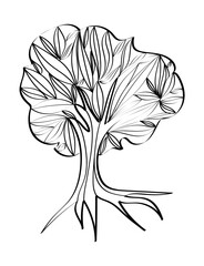 Black and white tree isolated illustration vector