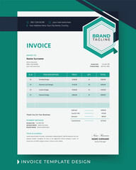 Business invoice template design with price receipt, payment agreement, invoice bill, accounting and bill receipt