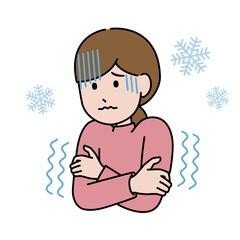 寒くて震えている女性