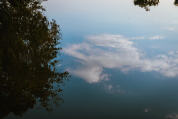 clouds reflected in water