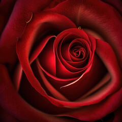 Red rose close up macro,  Valentines gift, love and romance. Generative AI