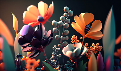 a digital abstract spring flower background using gradients and geometric shapes
