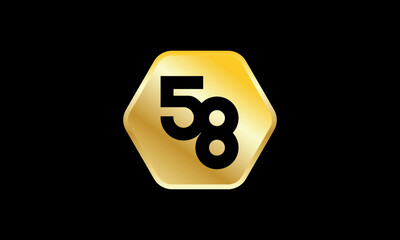 Number Gold Hexagon Elegant Business Logo
