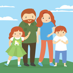 Happy family. Father, mother and children. Vector illustration in flat style