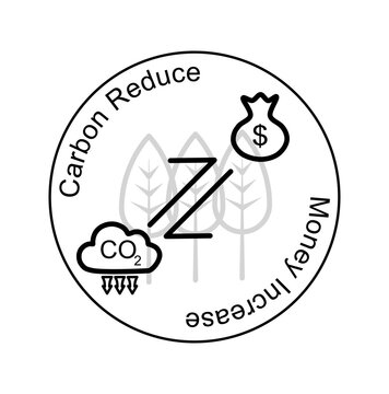 CO2 neutral logo banner icon isolated. Zero carbon emission, CO2 neutrality, zero footprint, net zero tax credit. Green cloud shape ecology environment label, stop global warming vector illustration.