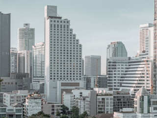 Fototapeta na wymiar Panoramic view of modern skyscrapers and business centers in Bangkok.
