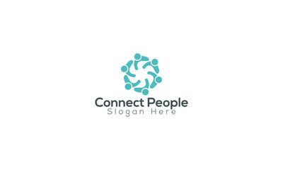 Connect People Logo Design, Minimal Community, Network, Unity, collaboration, partnership Logo Vector Design template.