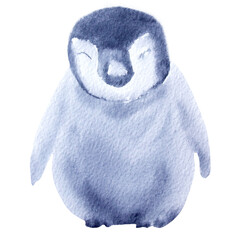watercolor of a winter penguin