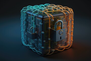 Securing the Future: How Blockchain Technology is Enhancing Digital Security and Data Protection. Generative AI. - obrazy, fototapety, plakaty