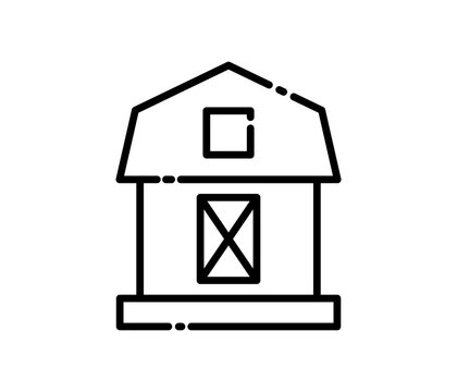 Farmhouse barn line icon outline vector image