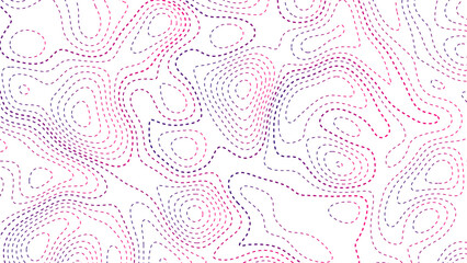 Gradient pink contours vector topography. Geographic mountain topography vector illustration. Topographic pattern texture. Map on land vector terrain. Elevation graphic contour height pink dot lines.