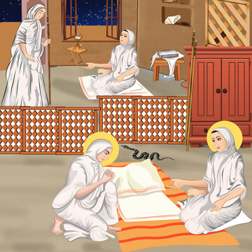 Chandanbala story Illustration jainism story art work.