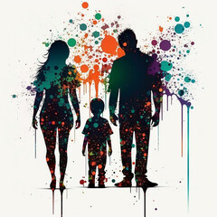 Obraz premium Illustration of Family with Infinite Colors, AI Generated Vector illustration on white background