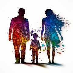 Illustration of  Family with Infinite Colors, AI Generated Vector illustration on white background