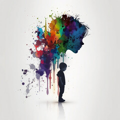 Illustration of Kid with Infinite Colors, AI Generated Vector illustration on white background