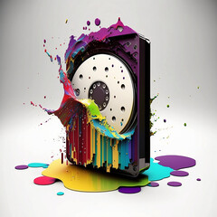 Illustration of Hard Drive with Infinite Colors, AI Generated Vector illustration on white background