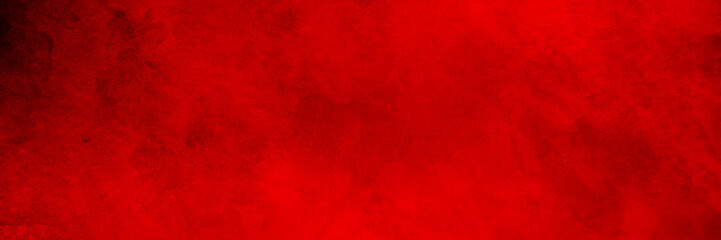 Red grunge textured wall background. Panorama view red cement wall 