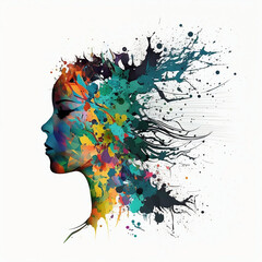 Illustration of Girl with Infinite Colors, AI Generated Vector illustration on white background