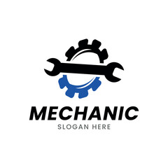 gear and wrench mechanic logo icon vector