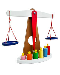 Wooden weighing beam balance, weighing scale, measurement scale toy for kids.