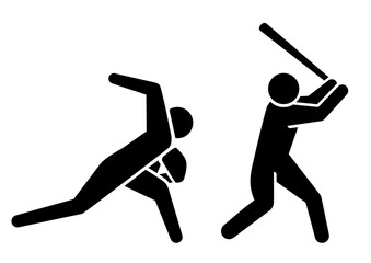 野球　投手と打者　ピクトグラム