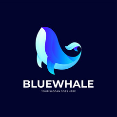 Elegant vector blue whale logo icon illustration, blue whale in sea © Redy Vector