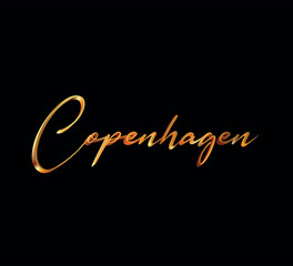decorative 3d gold copenhagen text on black background	
