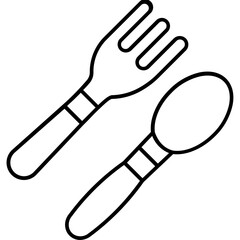 Cutlery Outline vector icon which can easily edit