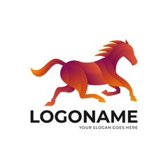 Logo icon ilustration Horse gold gradient colorful style