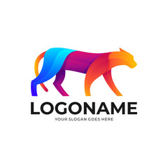 Logo icon ilustration Tiger, Puma gradient colorful style