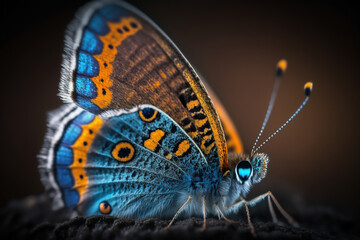 A close-up selective focus shot of a butterfly. Generative AI