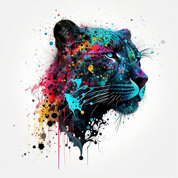 Illustration of Panther with Infinite Colors, AI Generated Vector illustration on white background