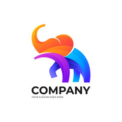 Vector logo icon ilustration Elephant gradient colorful style