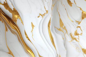 Marble liquid abstract white and gold texture, alcohol ink background