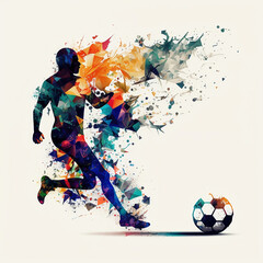 Fototapeta na wymiar Illustration of Football Player with Infinite Colors, AI Generated Vector illustration on white background