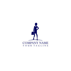 Business woman silhouette icon logo vector template