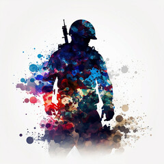 Illustration of Army in War with Infinite Colors, AI Generated Vector illustration on white background