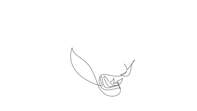 Self drawing simple animation of single continuous one line drawing jaguar, panther, lioness. Drawing by hand, black lines on a white background.