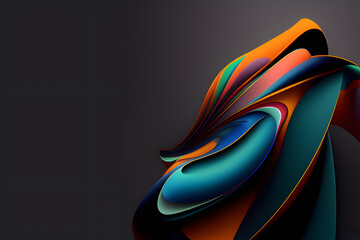 Abstract fluid 3d holographic gradient waves render  , dark background , texture design element for banner, background, wallpaper, websites , posters  , generative ai