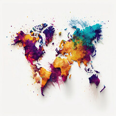 Illustration of World Map with Infinite Colors, AI Generated Vector illustration on white background