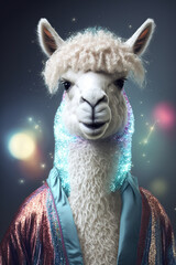 Fototapeta premium Alpaka im Disco Style , Alpaca in disco style 