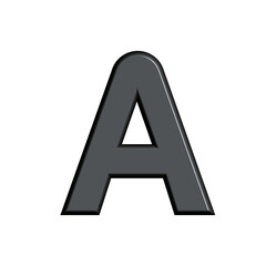 3D Metallic letters. Black, dark gray metal texture.
The letter A.