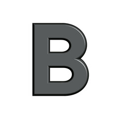 3D Metallic letters. Black, dark gray metal texture.
The letter B.