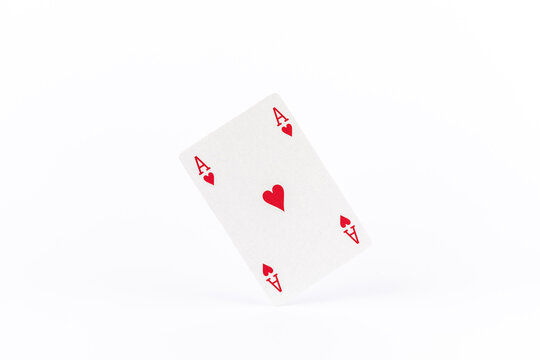 playing poker cards, ace on white background