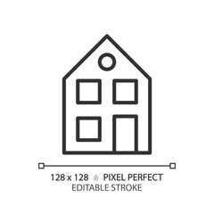Two story house pixel perfect linear icon. Detached building for one family. Purchase home. Real estate selling. Thin line illustration. Contour symbol. Vector outline drawing. Editable stroke