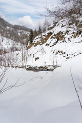Landscape on the cold winter morning. Location place Giresun Highlands, Black Sea - Turkey