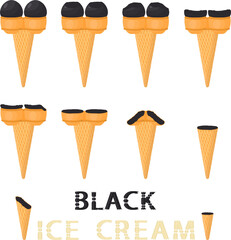 Big set various sweet tasty natural ice cream